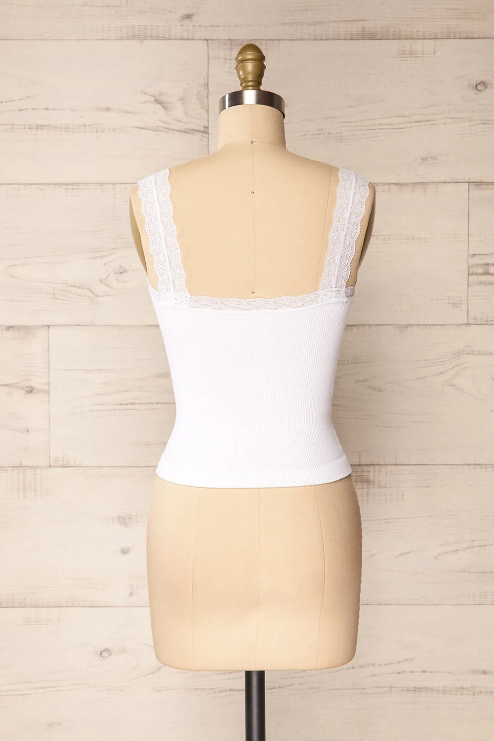 Somensac White | Ribbed Camisole w/ Lace Trim sold by Boutique 1861 product image thumbnail 5