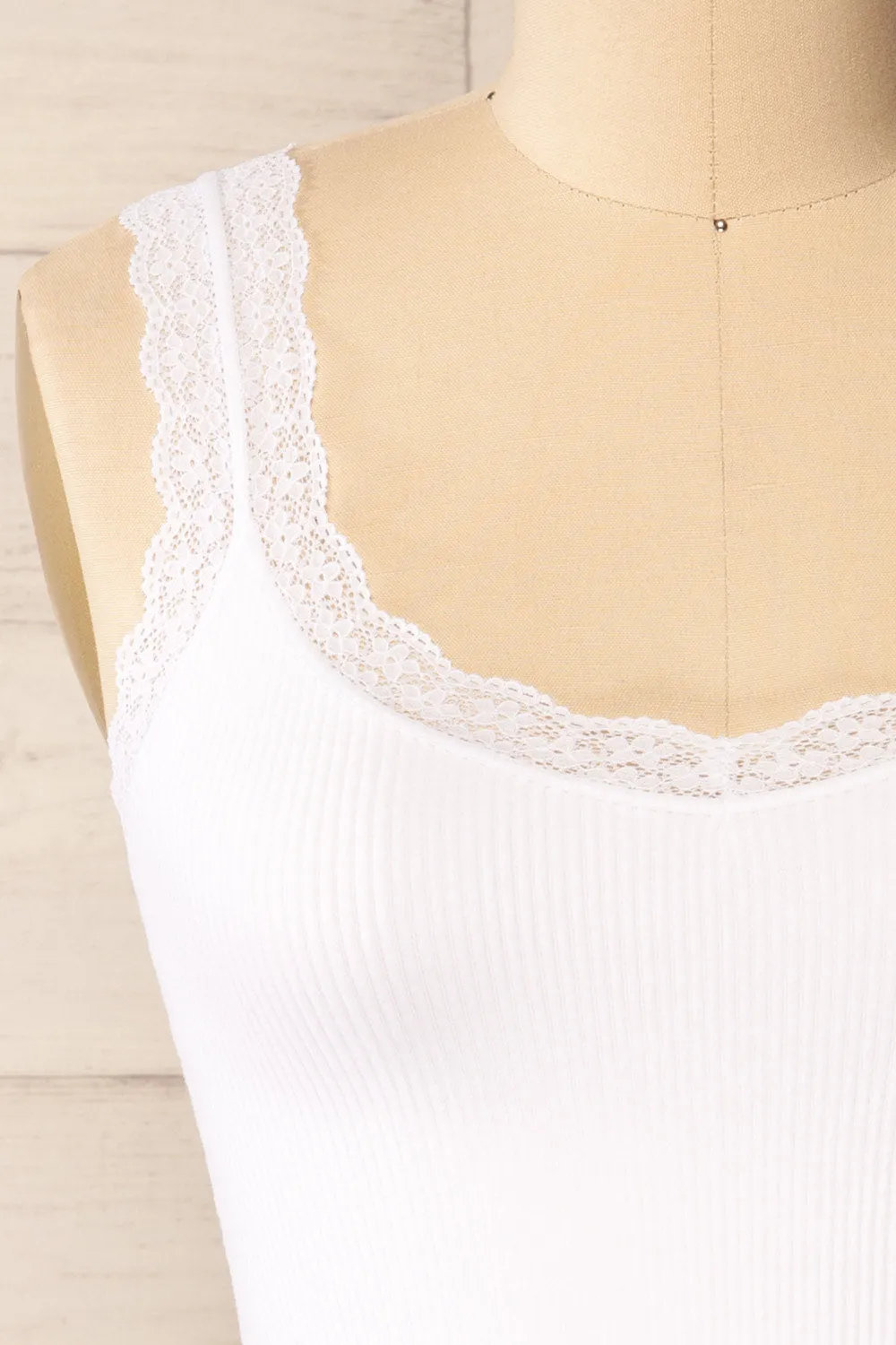Somensac White | Ribbed Camisole w/ Lace Trim sold by Boutique 1861 product image thumbnail 2