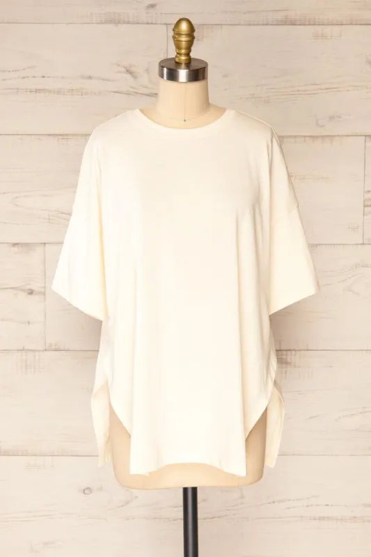Cyli Cream | Crew Neck Oversized T-Shirt sold by Boutique 1861