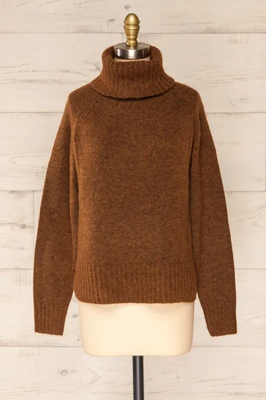 Kolono Brown | Melange Knit Turtleneck Sweater sold by Boutique 1861