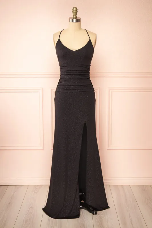 Samira Black | Sparkly Mermaid Maxi Dress w/ Slit sold by Boutique 1861