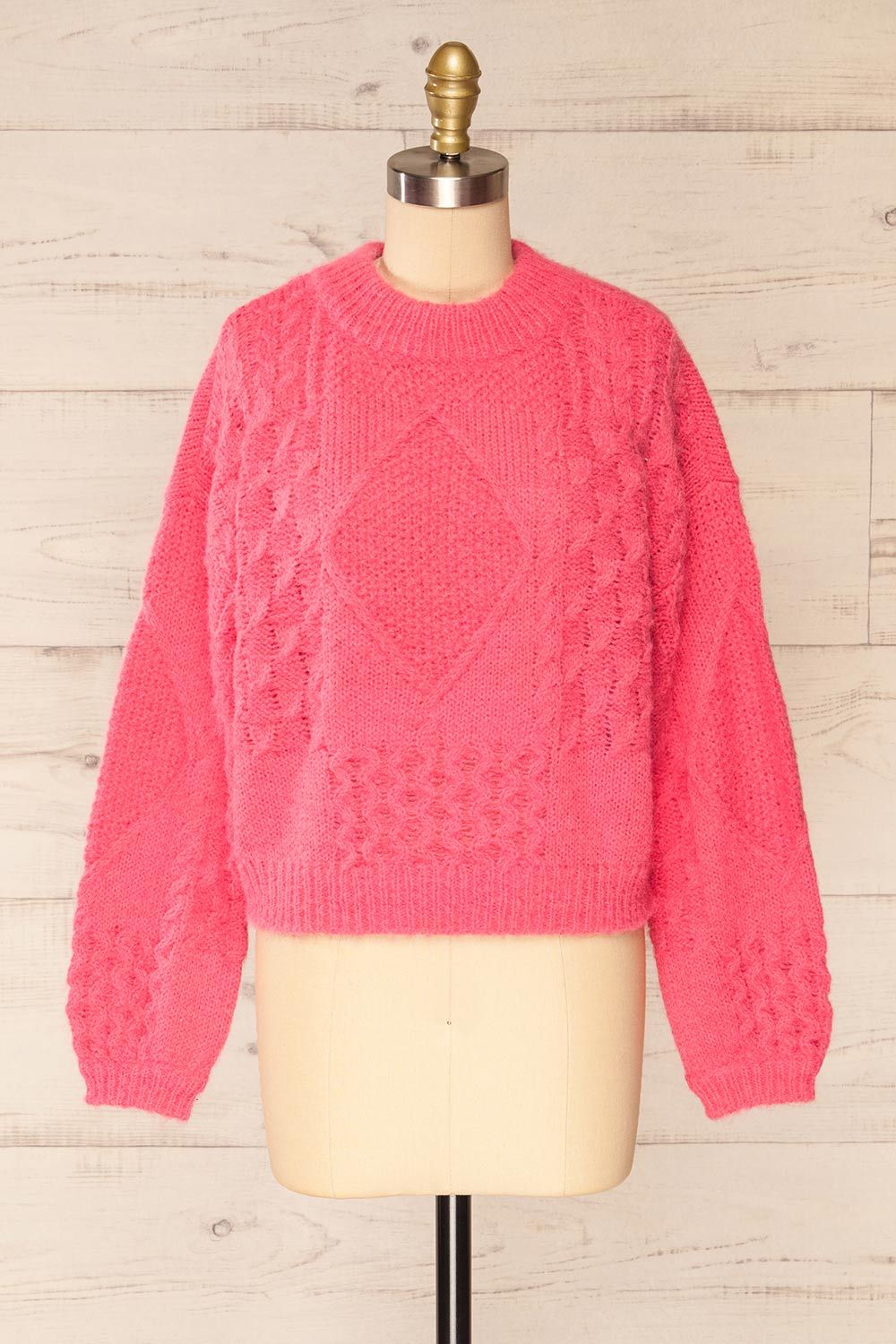 Benidorm Pink | Cropped Knit Sweater sold by Boutique 1861