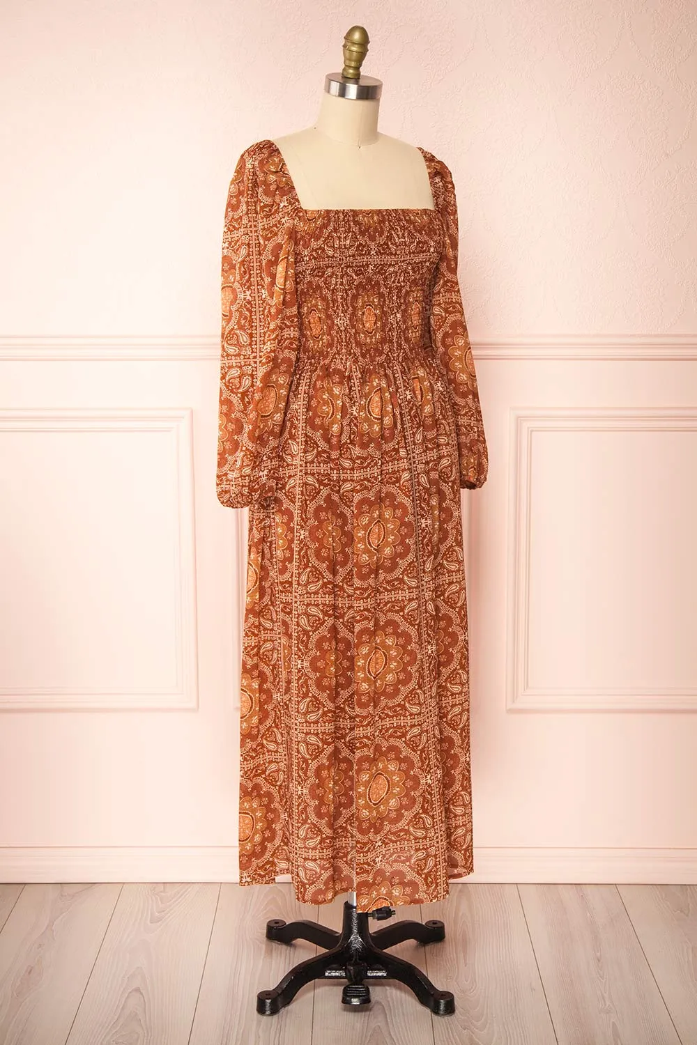 Frankie | Rust Paisley Pattern Midi Dress sold by Boutique 1861 product image thumbnail 3