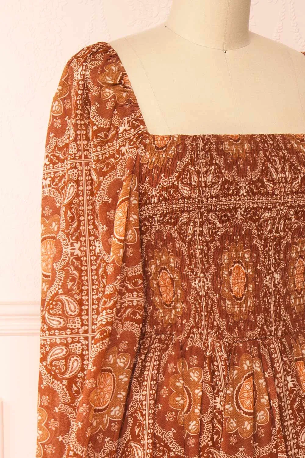 Frankie | Rust Paisley Pattern Midi Dress sold by Boutique 1861 product image thumbnail 4