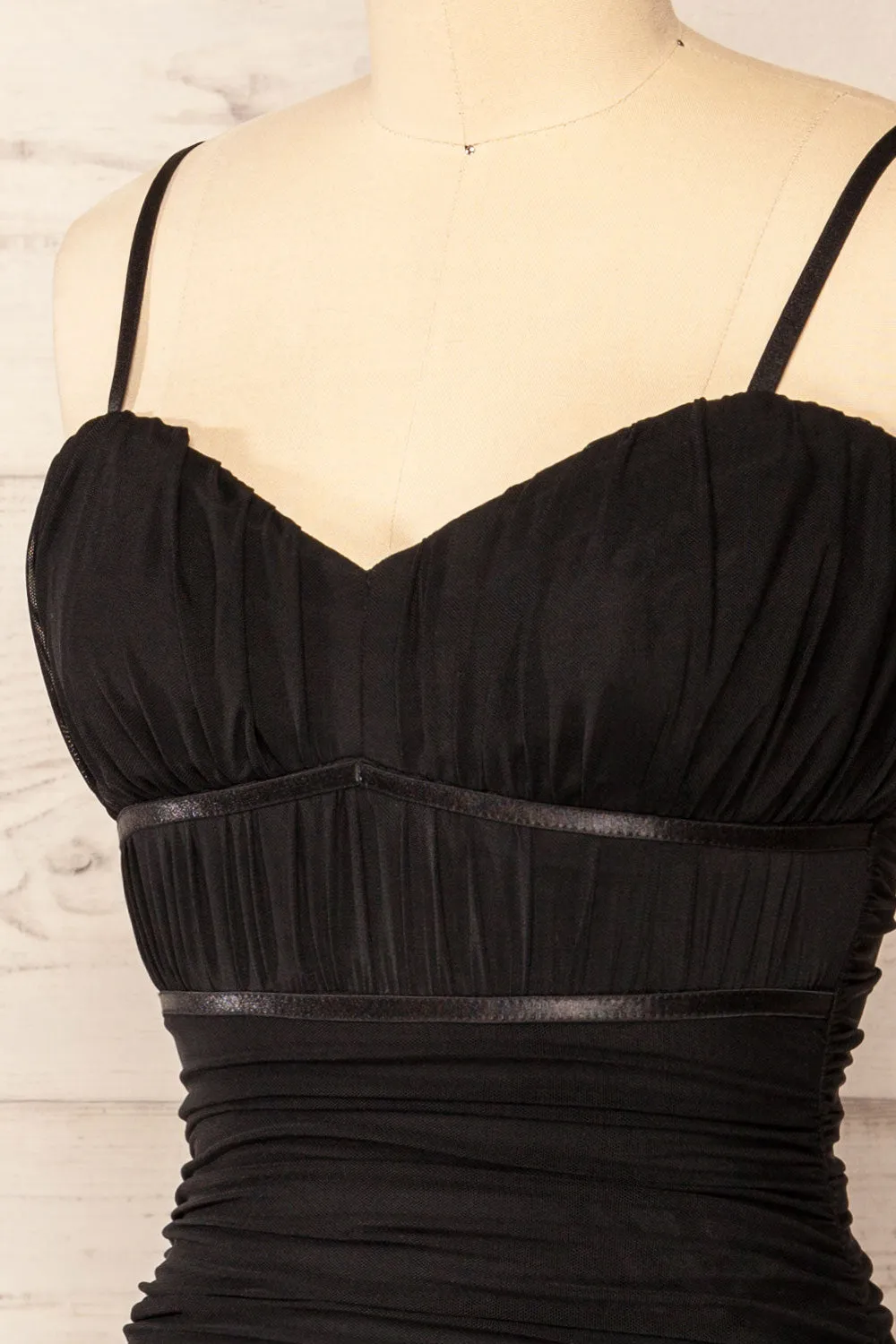 Rilievo | Black Ruched Fitted Midi Dress sold by Boutique 1861 product image thumbnail 5