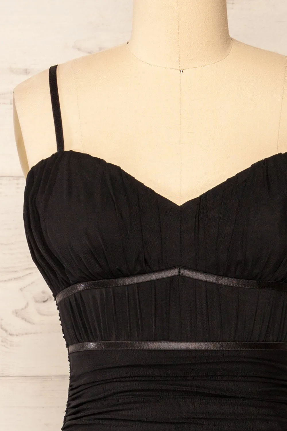 Rilievo | Black Ruched Fitted Midi Dress sold by Boutique 1861 product image thumbnail 3