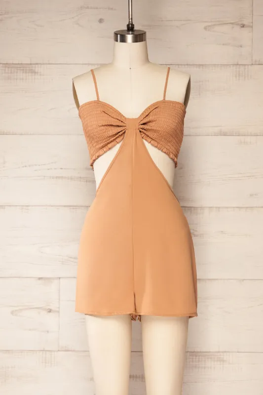 Balcarce Caramel | Romper w/ Cut-Outs sold by Boutique 1861