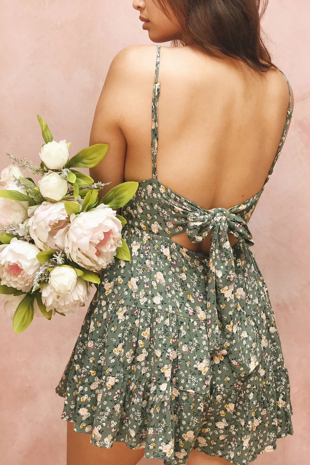 Hillevi | Tie-Back Floral Romper with Ruffles sold by Boutique 1861 product image thumbnail 2