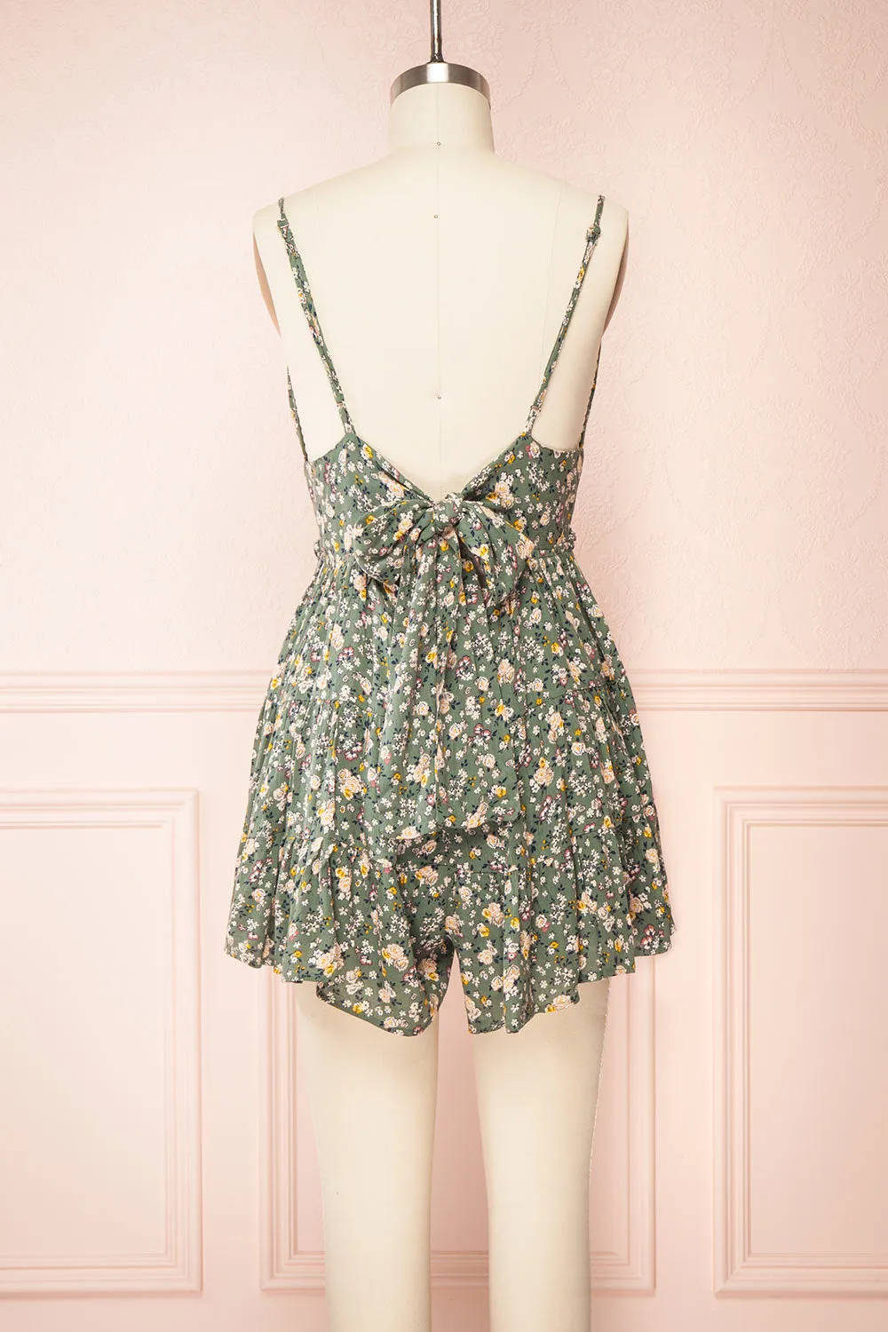 Hillevi | Tie-Back Floral Romper with Ruffles sold by Boutique 1861 product image thumbnail 4