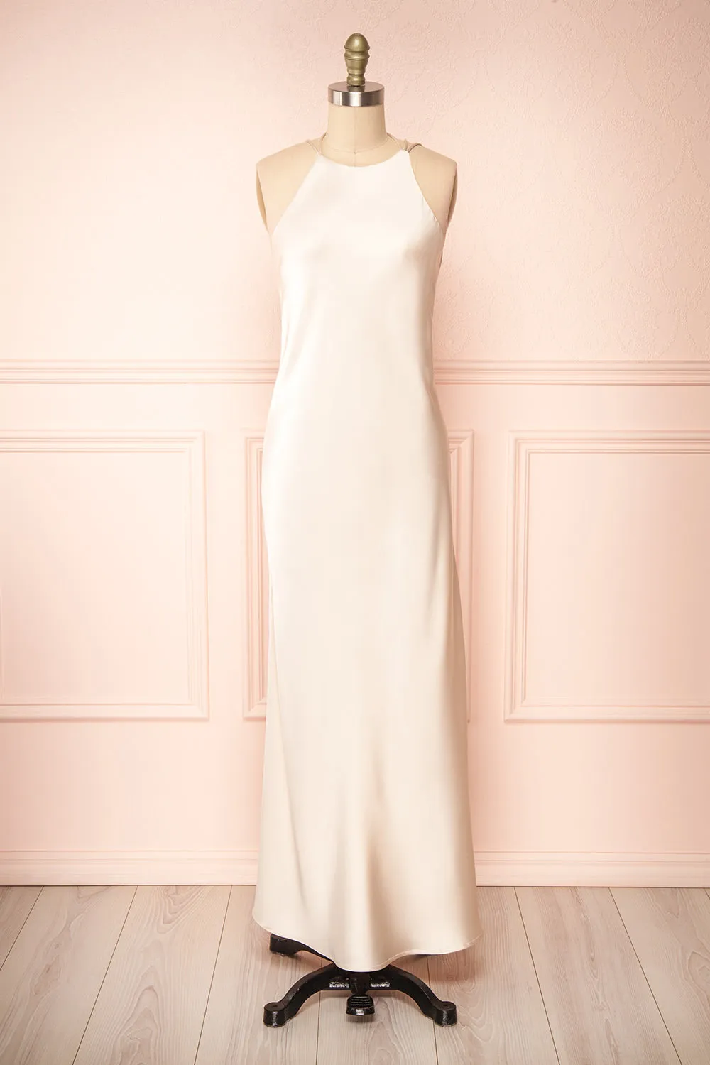 Nairobi Champagne | Satin Maxi Dress w/ Open Back sold by Boutique 1861 product image thumbnail 4