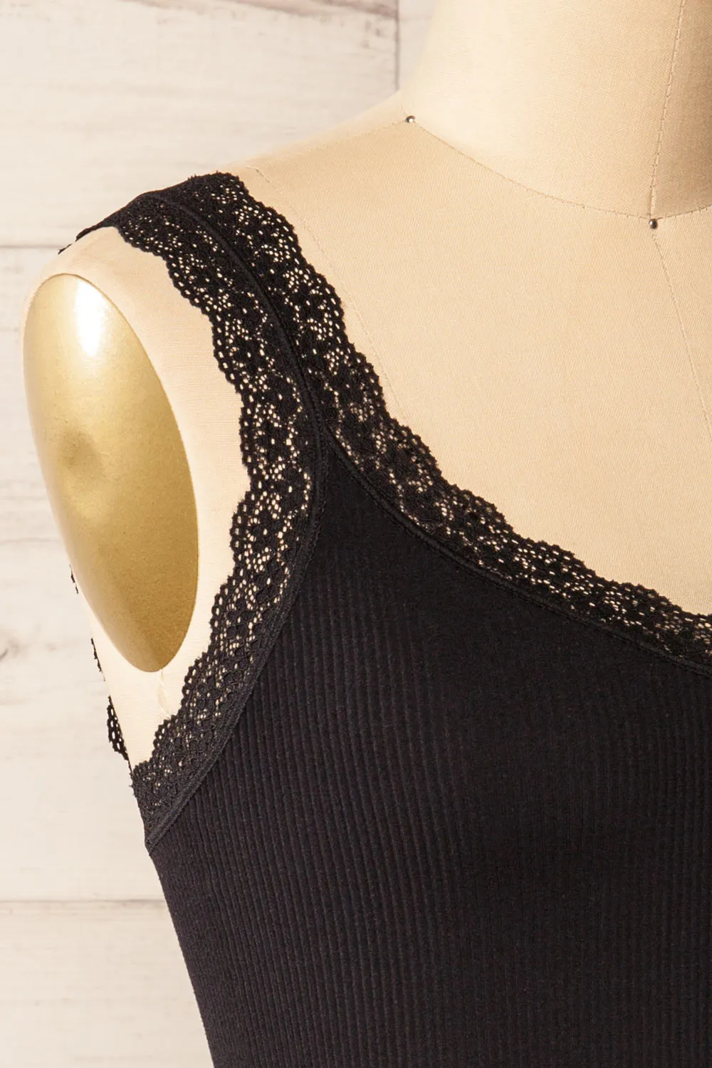 Somensac Black | Ribbed Camisole w/ Lace Trim sold by Boutique 1861 product image thumbnail 4
