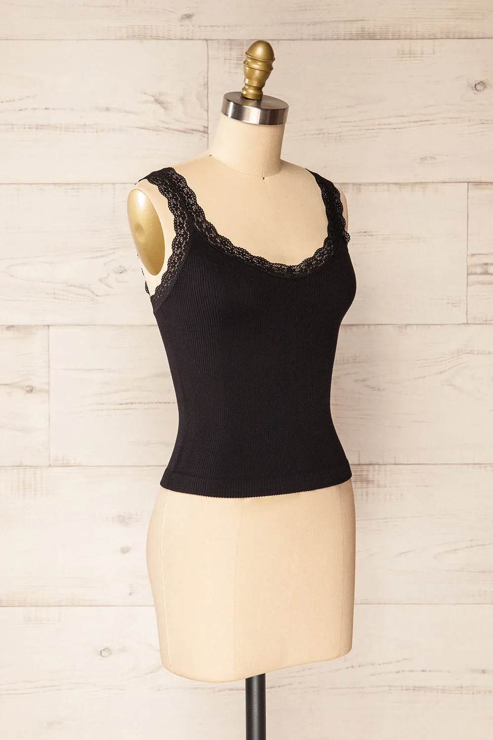 Somensac Black | Ribbed Camisole w/ Lace Trim sold by Boutique 1861 product image thumbnail 3