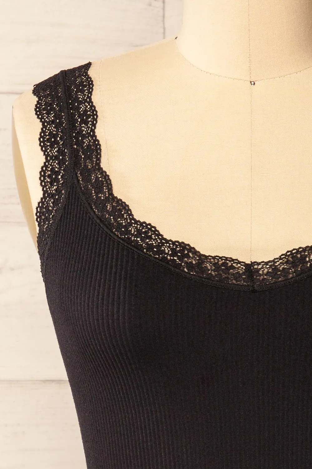 Somensac Black | Ribbed Camisole w/ Lace Trim sold by Boutique 1861 product image thumbnail 2