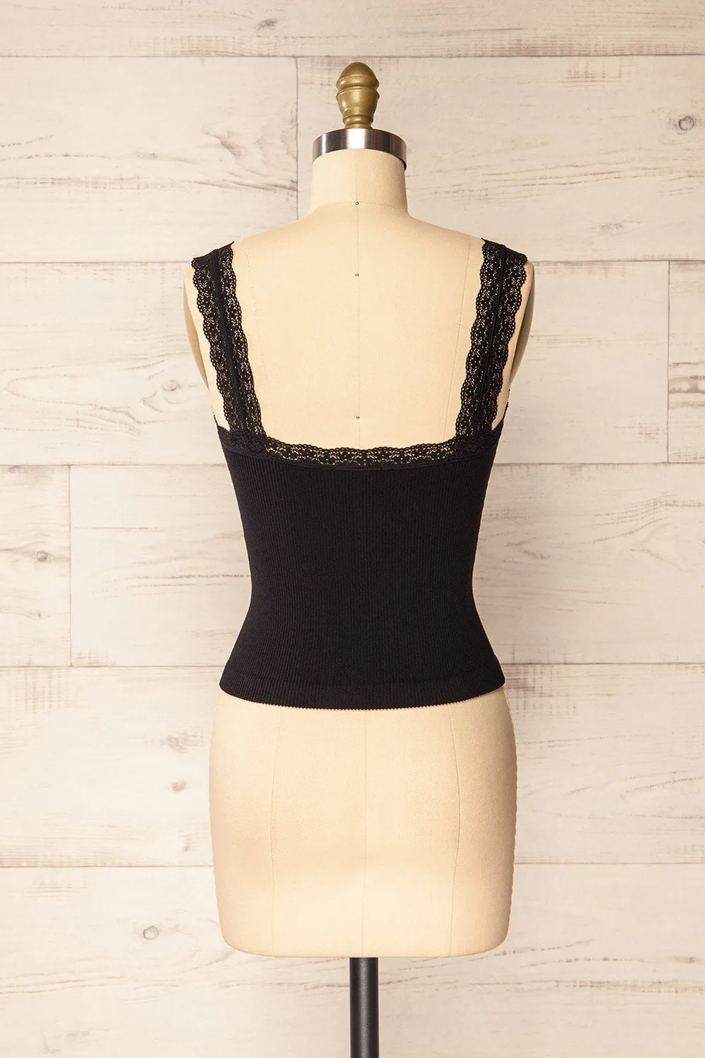 Somensac Black | Ribbed Camisole w/ Lace Trim sold by Boutique 1861 product image thumbnail 5