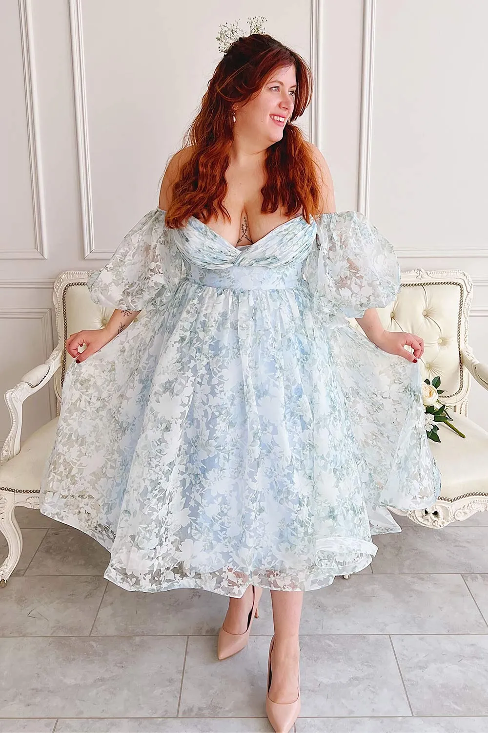 Mahalia Blue | Midi Floral Gown w/ Sparkly Lining sold by Boutique 1861 product image thumbnail 2