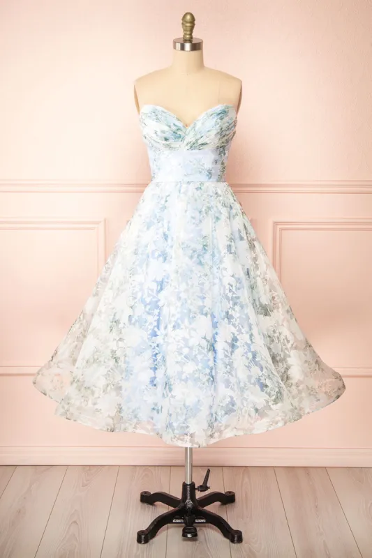 Mahalia Blue | Midi Floral Gown w/ Sparkly Lining sold by Boutique 1861
