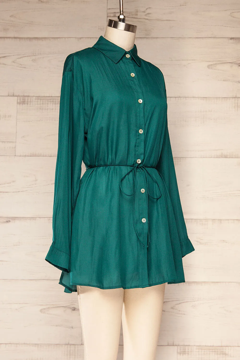Haguenau Green | Shirt Dress Style Romper sold by Boutique 1861 product image thumbnail 3