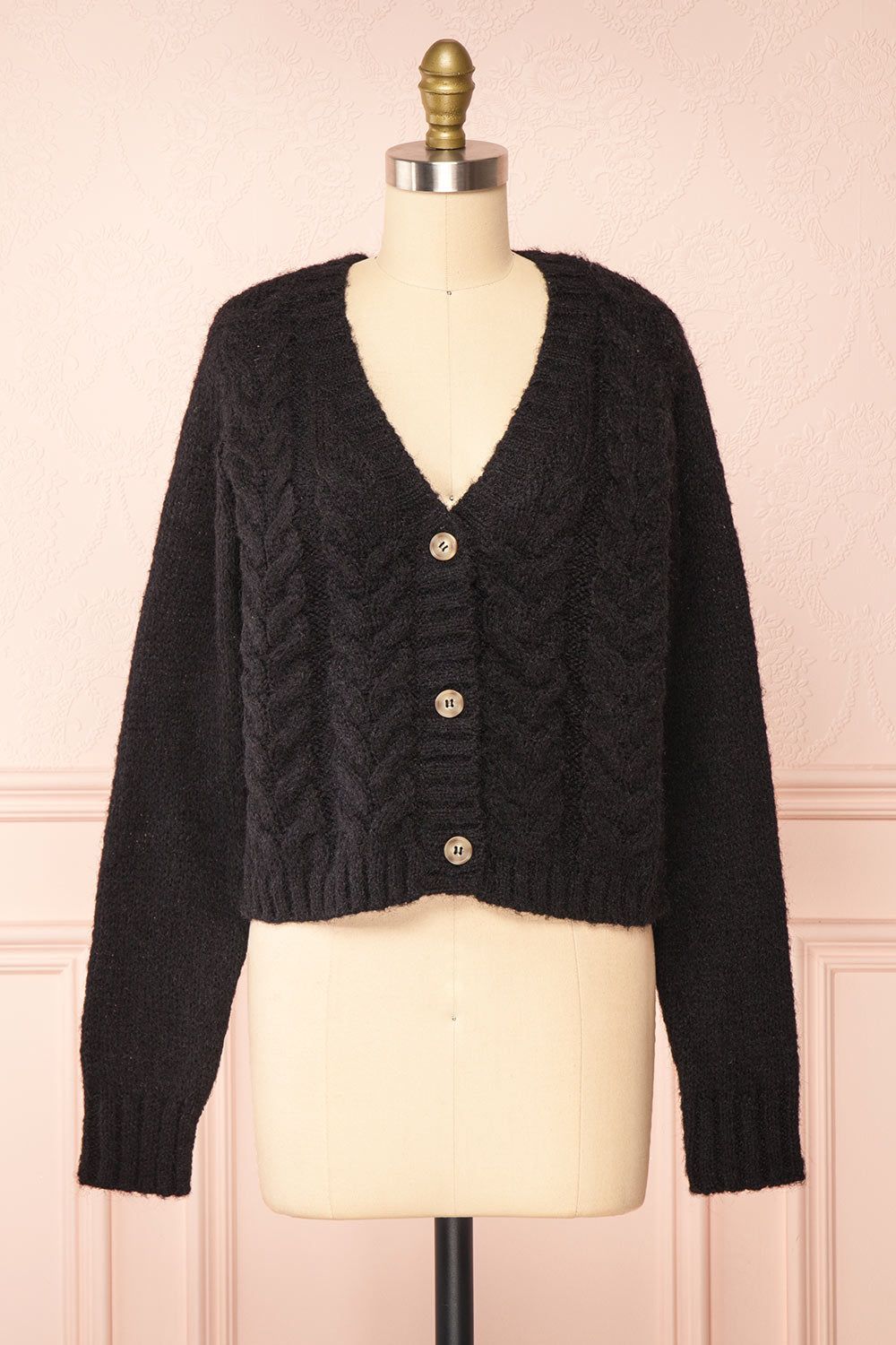 Antin Black | Knit Cardigan w/ Buttons sold by Boutique 1861