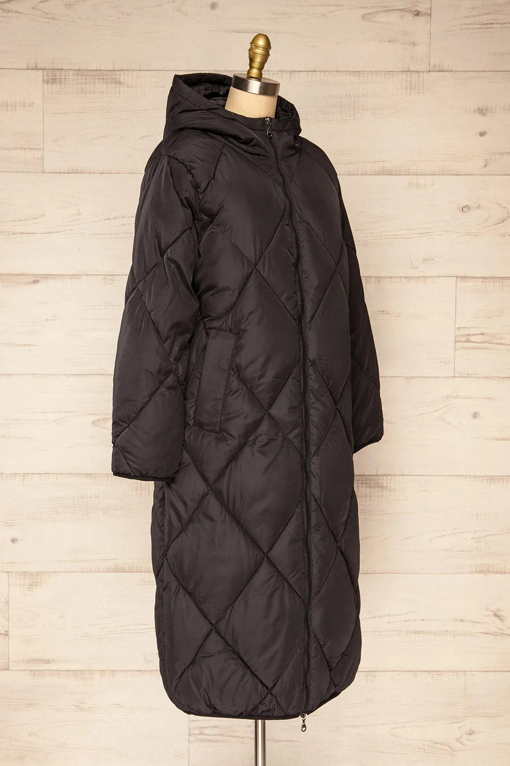 Manizales Black | Long Quilted Coat sold by Boutique 1861 product image thumbnail 5