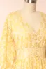 Archee | Leaf Pattern Yellow Midi Dress w/ 3/4 Sleeves sold by Boutique 1861