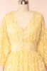 Archee | Leaf Pattern Yellow Midi Dress w/ 3/4 Sleeves sold by Boutique 1861