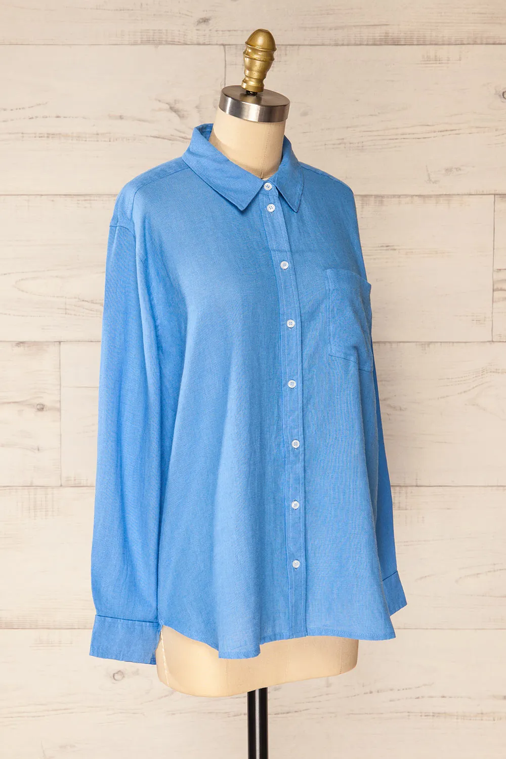 Musigen | Blue Oversized Linen Shirt sold by Boutique 1861 product image thumbnail 4