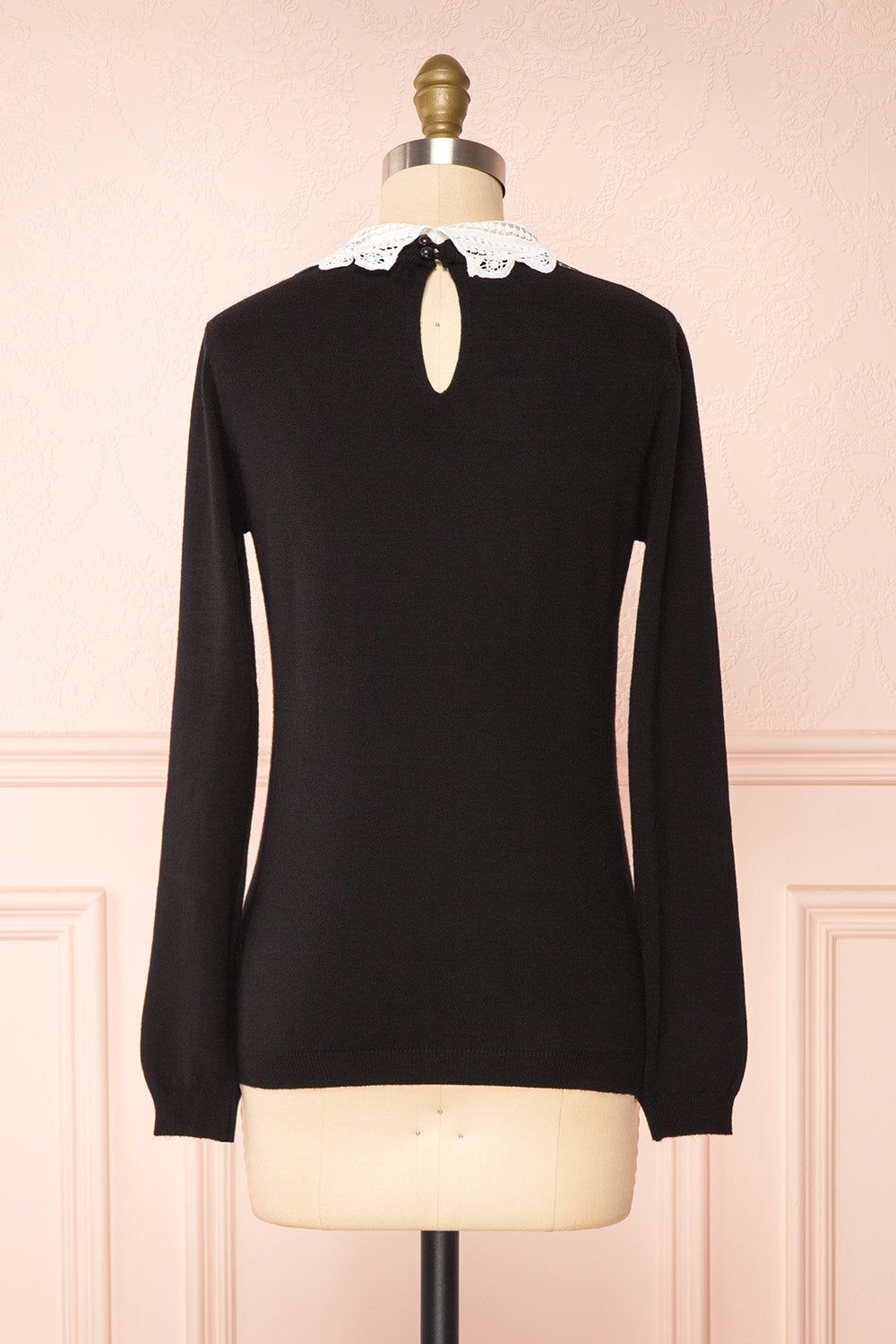 Marza Black | Long Sleeve Lace Collar Top sold by Boutique 1861 product image thumbnail 5