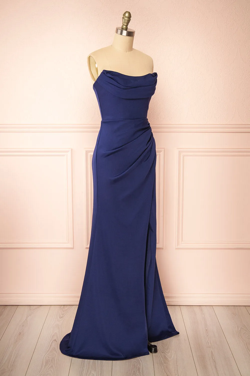 Ailsa Navy | Strapless Gown w/ High Slit sold by Boutique 1861 product image thumbnail 5