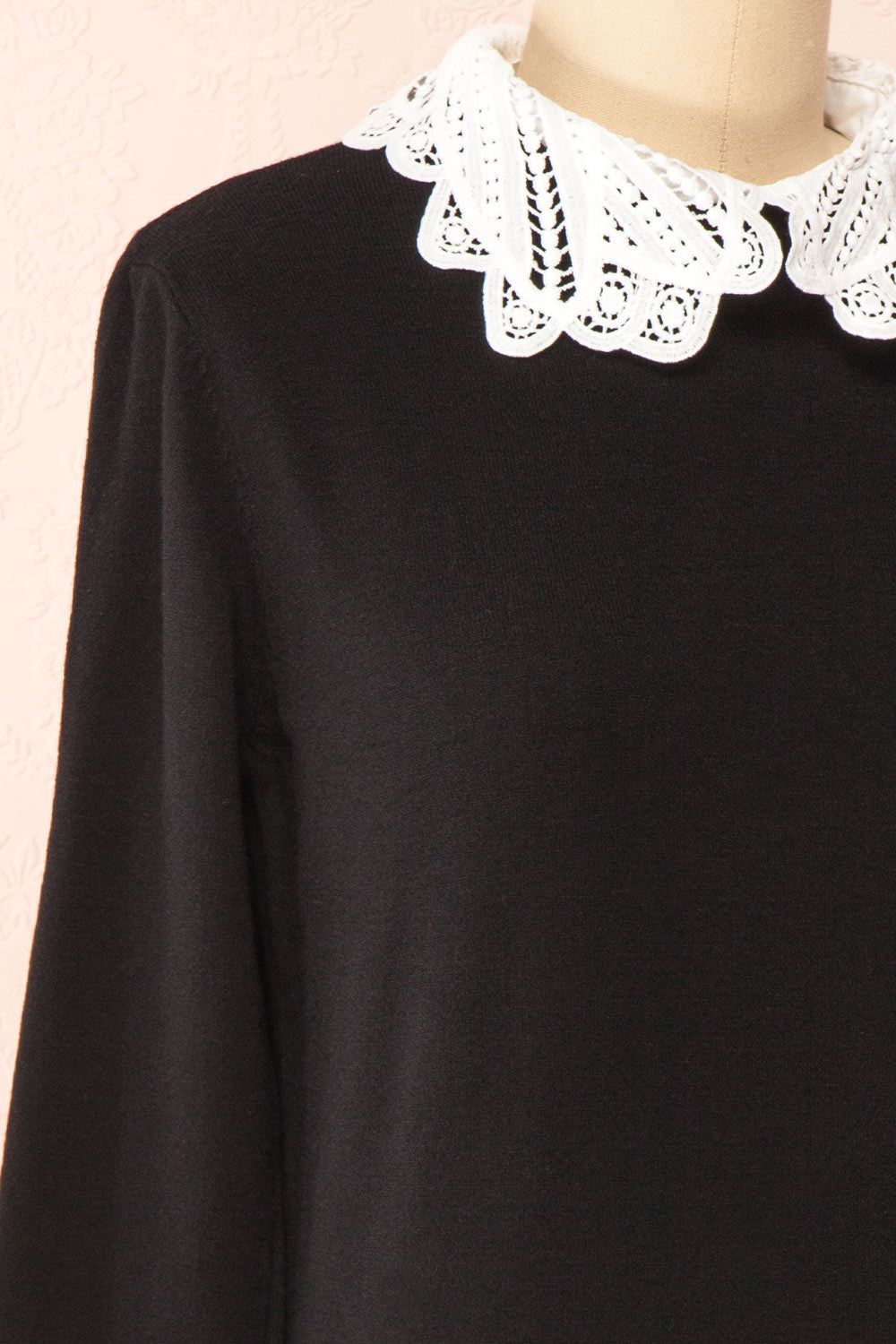 Marza Black | Long Sleeve Lace Collar Top sold by Boutique 1861 product image thumbnail 4