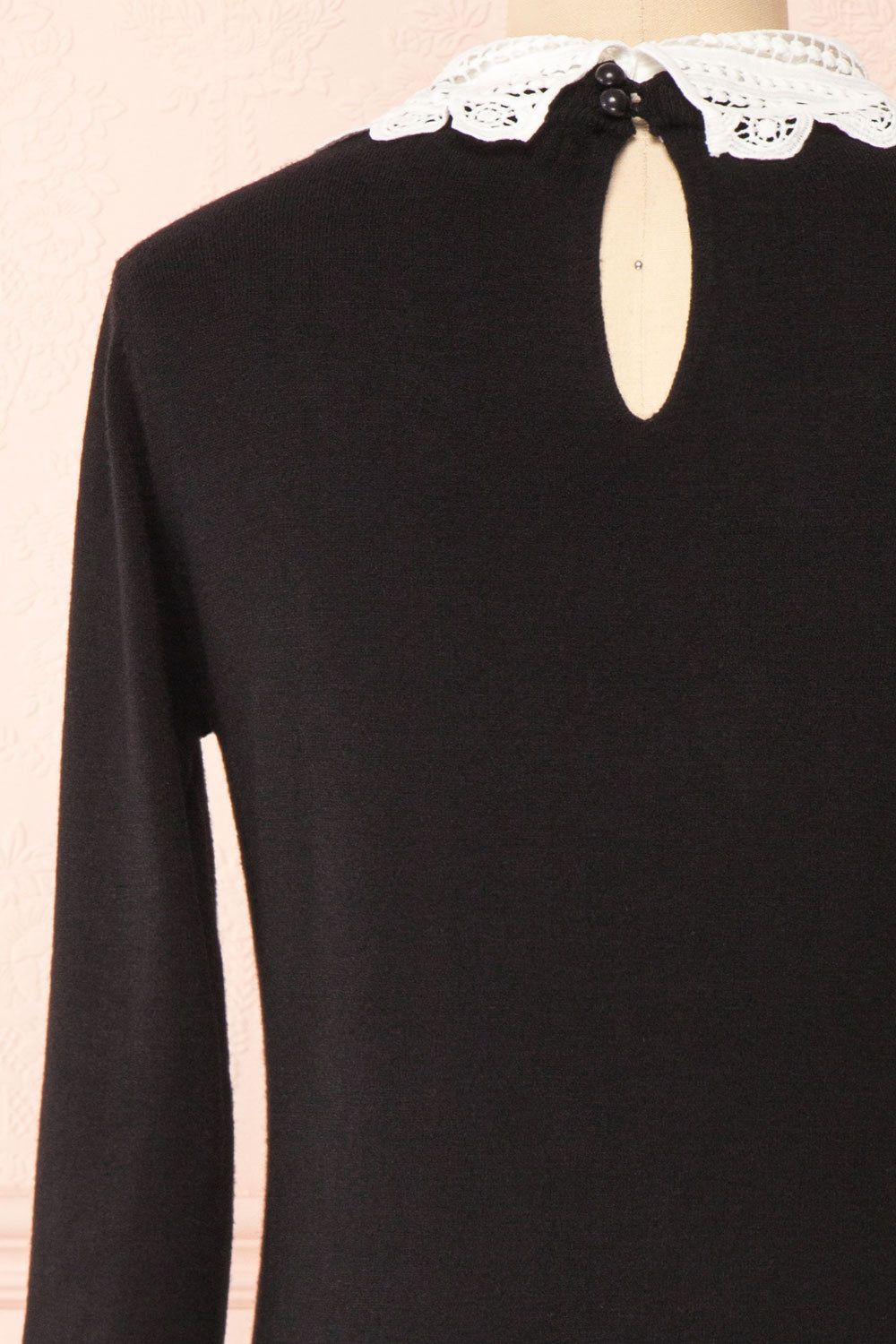 Marza Black | Long Sleeve Lace Collar Top sold by Boutique 1861 product image thumbnail 6