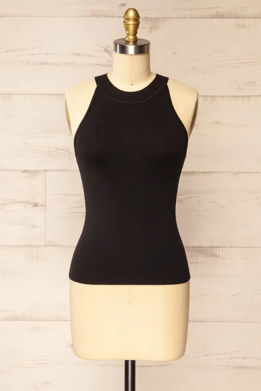 Altrincham Black | Halter Neck Knit Top sold by Boutique 1861