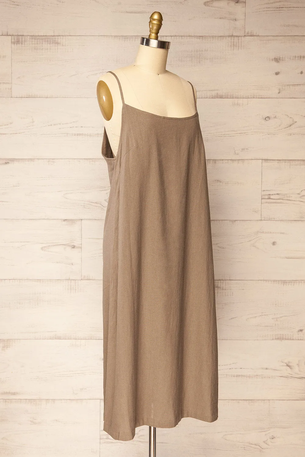 Libby Taupe | Oversized Slip Dress w/ Slit sold by Boutique 1861 product image thumbnail 3