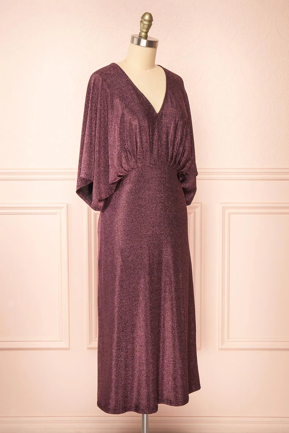 Isuma | Shimmery Midi Dress w/ Short Batwing Sleeves sold by Boutique 1861 product image thumbnail 4