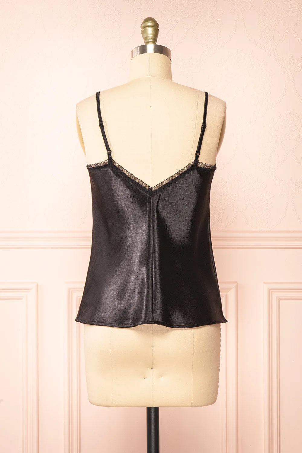 Azula Black | Satin Cami Top w/ Lace Trim sold by Boutique 1861 product image thumbnail 5
