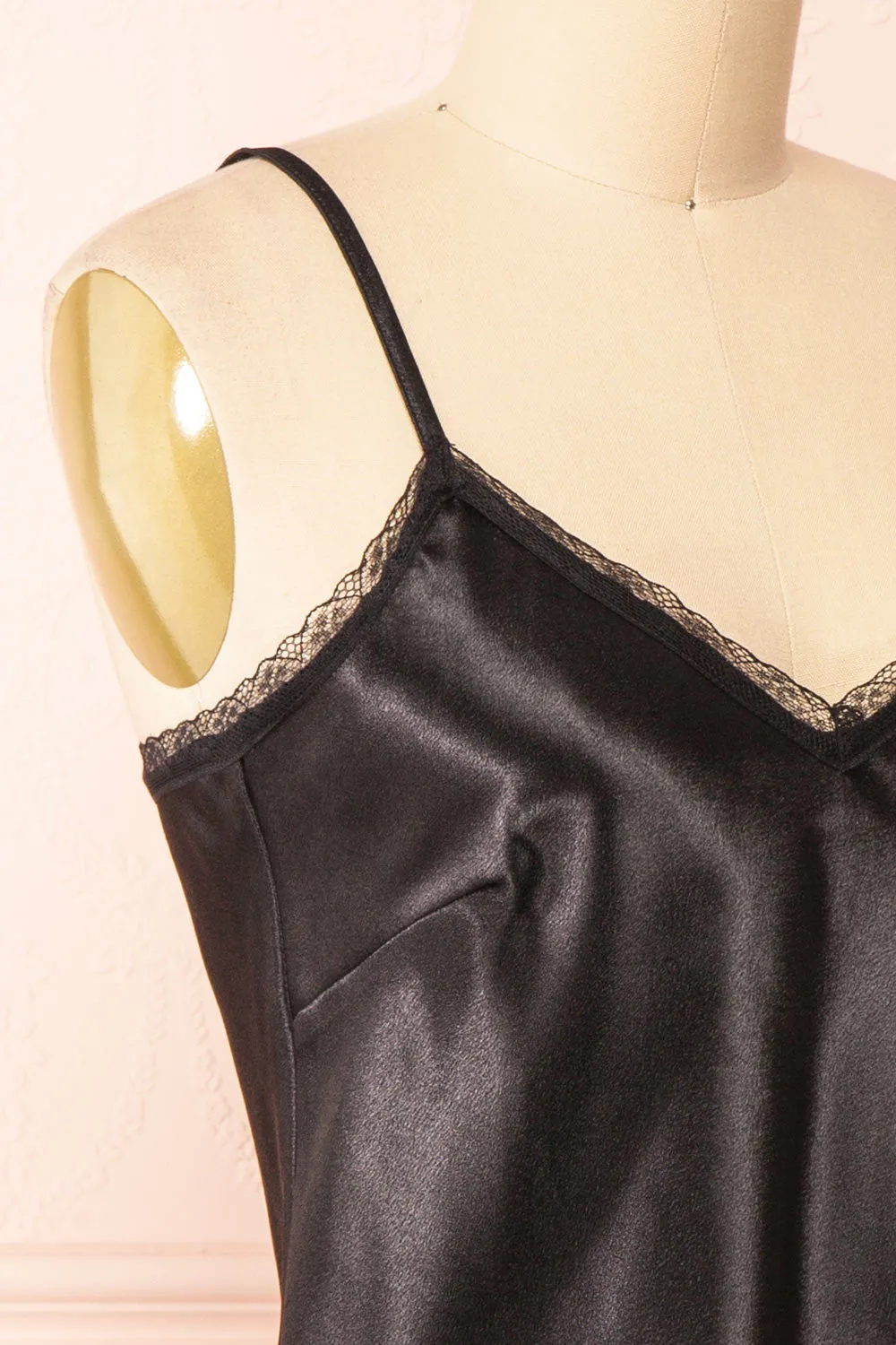 Azula Black | Satin Cami Top w/ Lace Trim sold by Boutique 1861 product image thumbnail 4