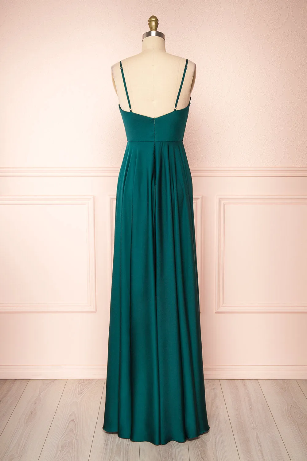 Lizza Green | Satin Maxi Dress with Slit sold by Boutique 1861 product image thumbnail 5