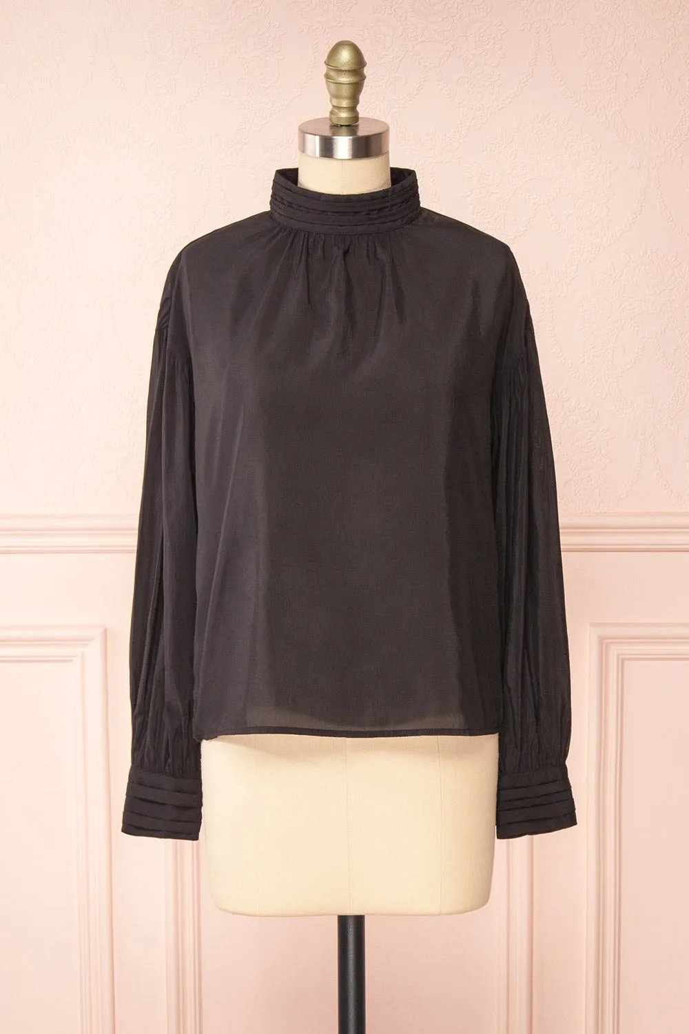 Bodil Black | Pleated Collar Blouse sold by Boutique 1861
