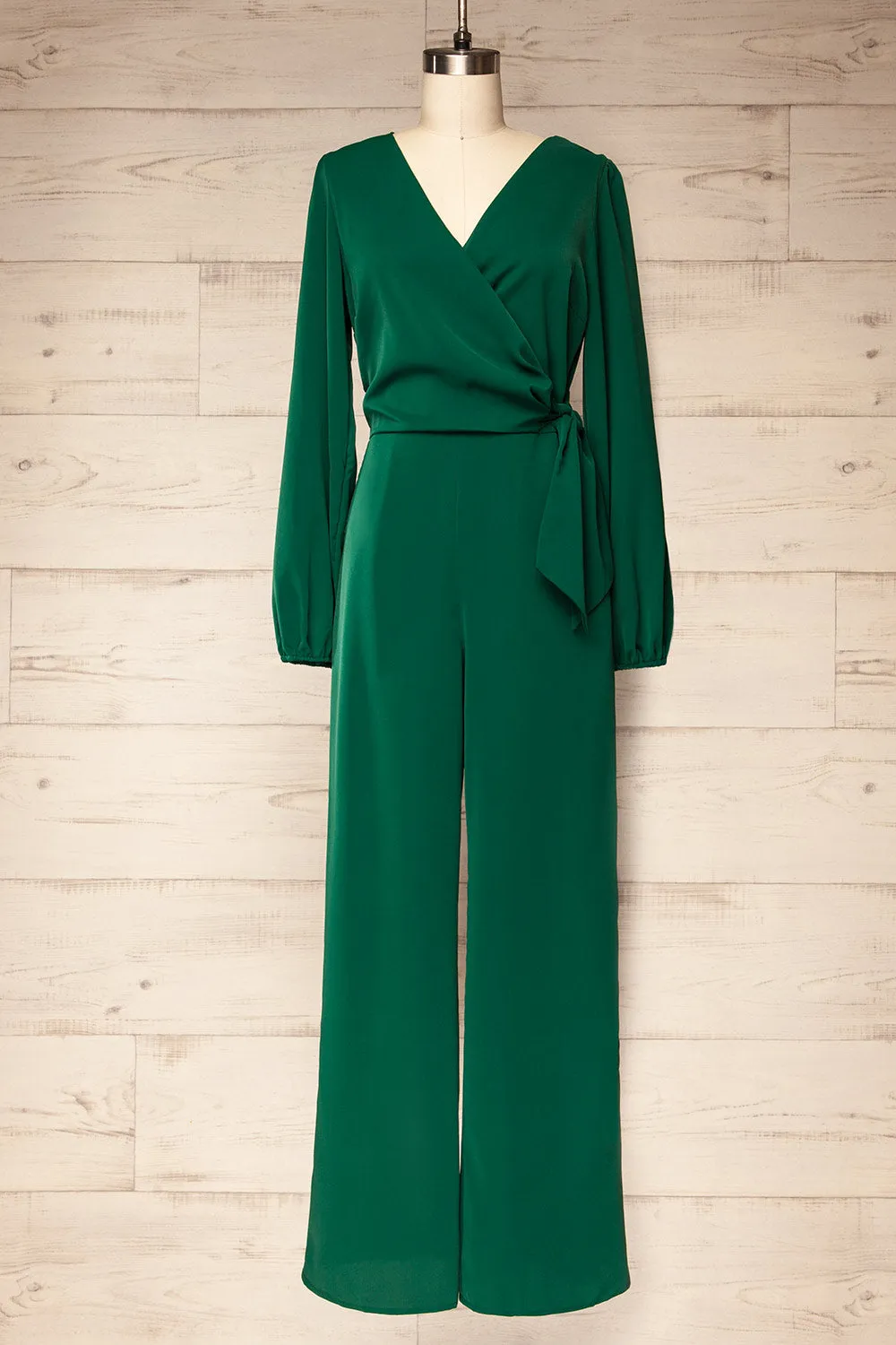 Nantwich Green | Silky Long-Sleeved Jumpsuit sold by Boutique 1861
