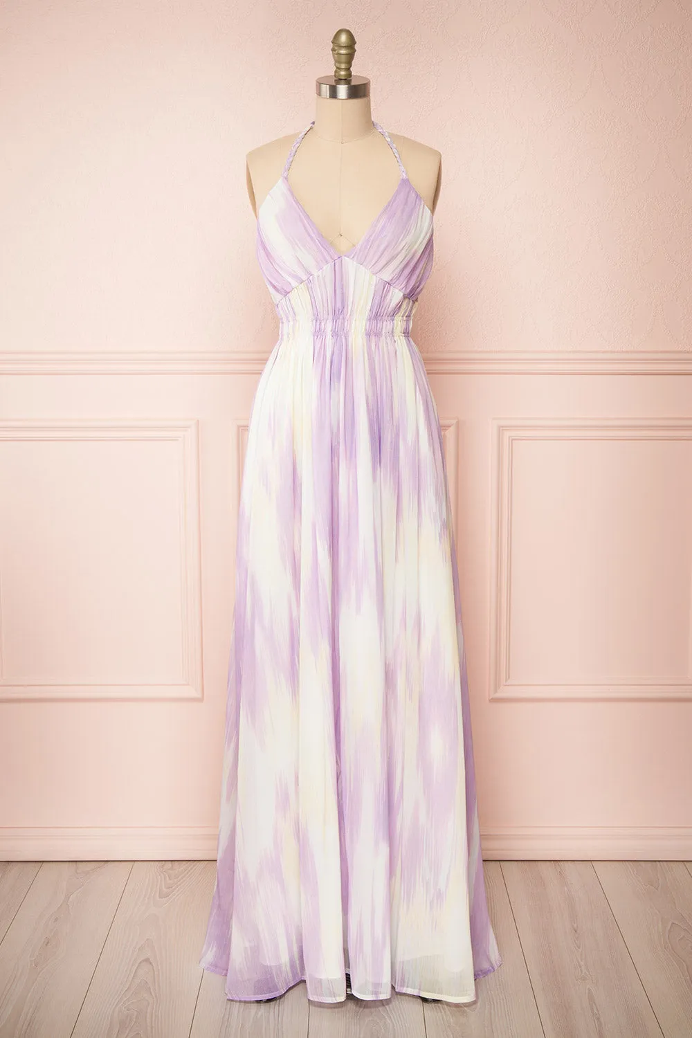 Amakassou | Lilac & Yellow Maxi Dress sold by Boutique 1861