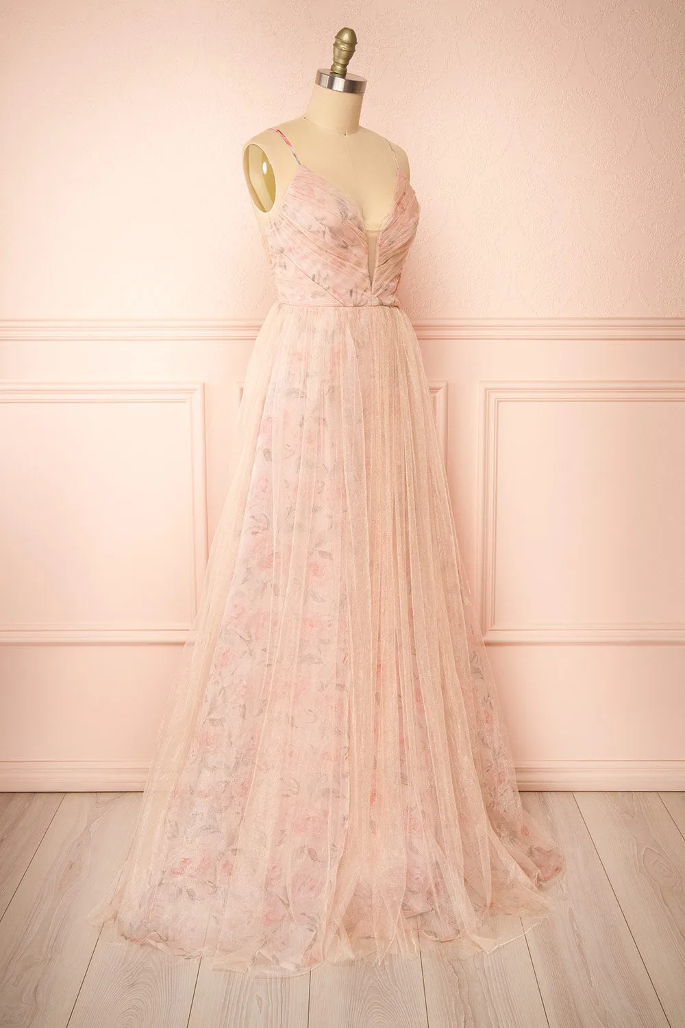 Majah Blush | Maxi Floral Tulle Dress sold by Boutique 1861 product image thumbnail 4