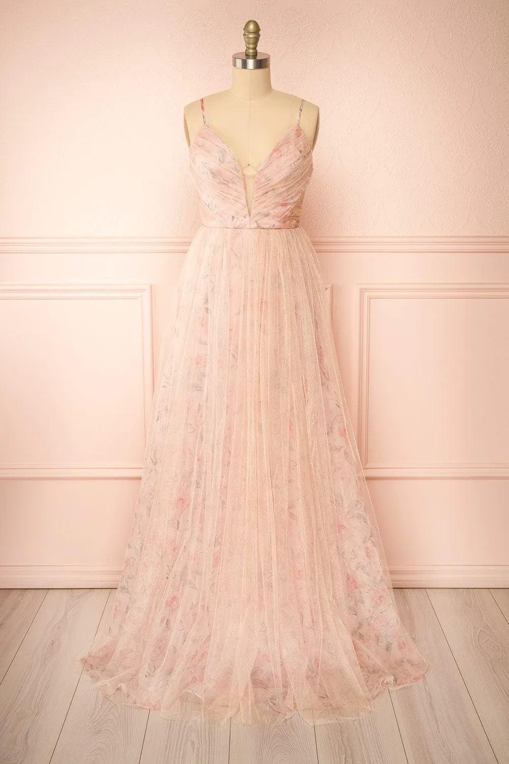 Majah Blush | Maxi Floral Tulle Dress sold by Boutique 1861