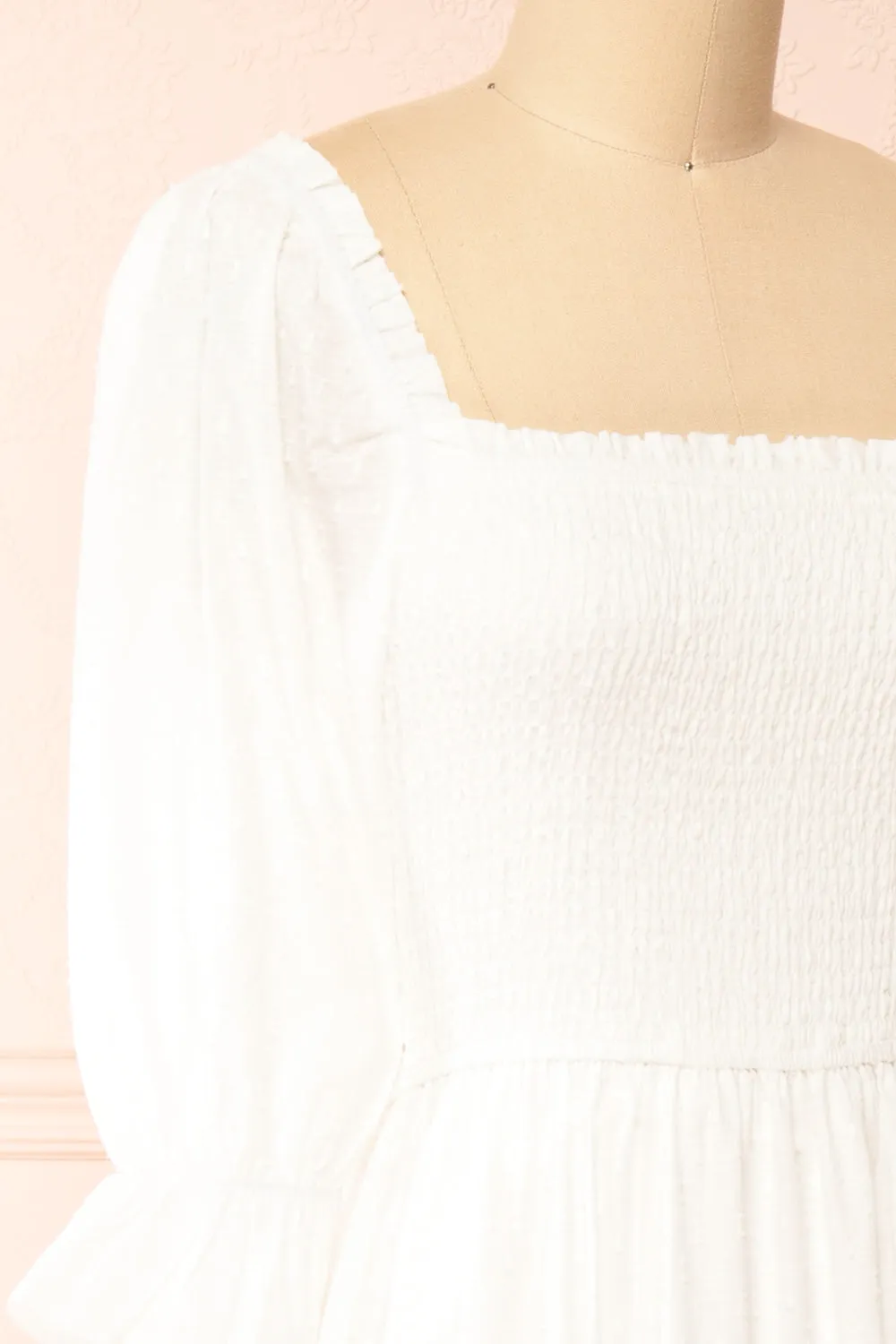 Galadriel | White Midi Dress w/ Ruched Bust sold by Boutique 1861 product image thumbnail 4