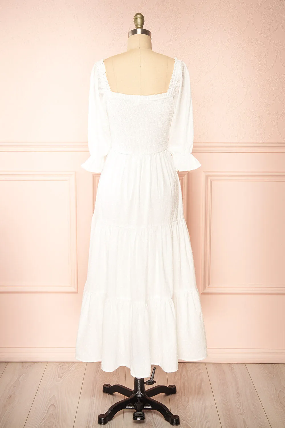 Galadriel | White Midi Dress w/ Ruched Bust sold by Boutique 1861 product image thumbnail 5