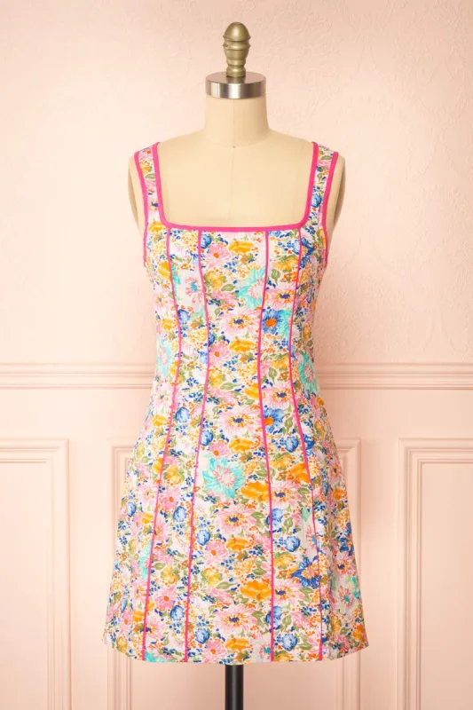 Migina | Short Fitted Dress w/ Floral Pattern sold by Boutique 1861