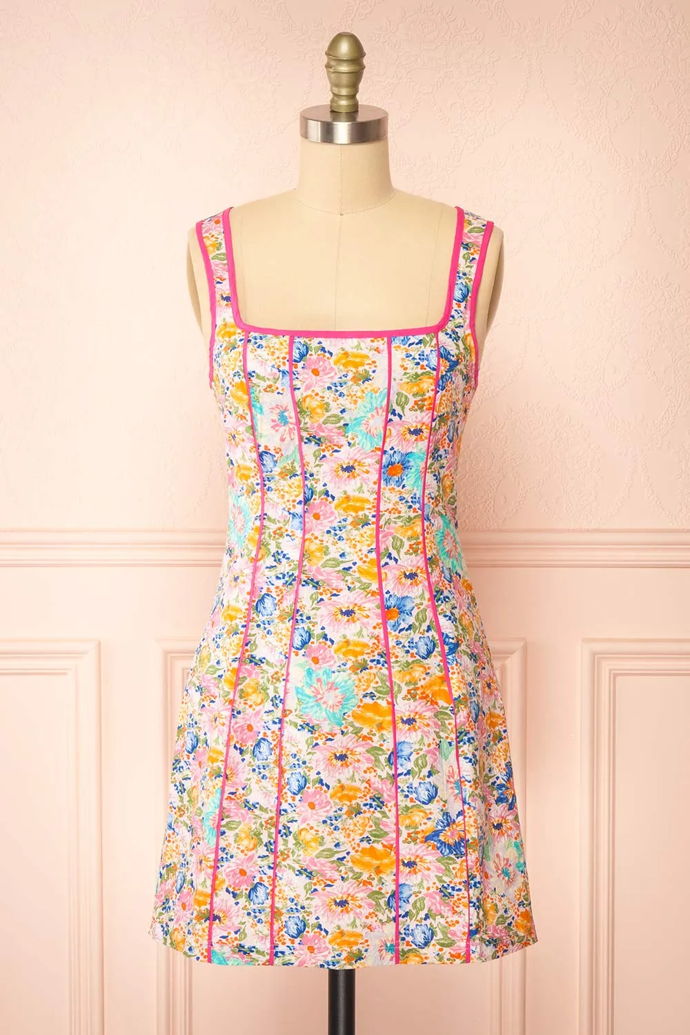 Migina | Short Fitted Dress w/ Floral Pattern sold by Boutique 1861