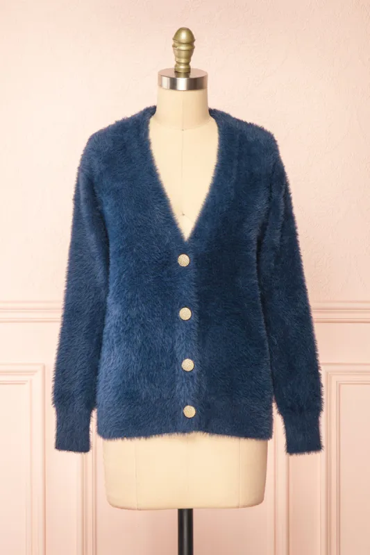 Leni Blue | Fuzzy Cardigan sold by Boutique 1861