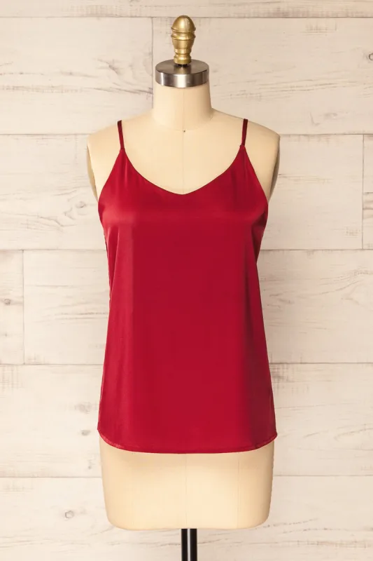 Manaus Burgundy | Satin Tank Top sold by Boutique 1861