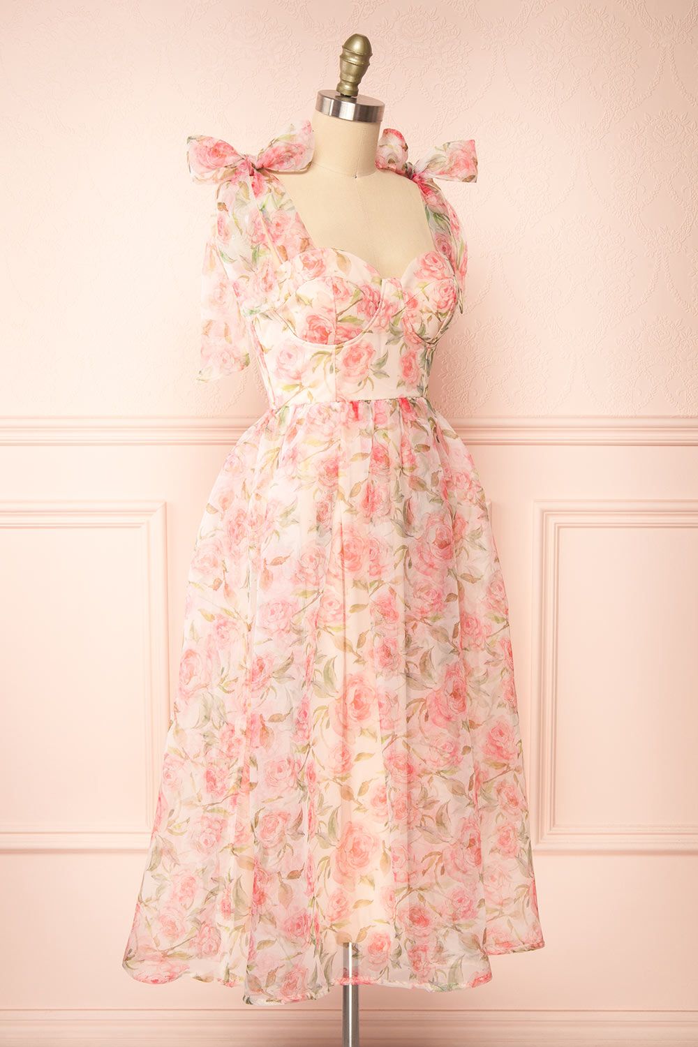 Marisole | Bustier Floral Midi Dress w/ Bow Straps sold by Boutique 1861 product image thumbnail 4