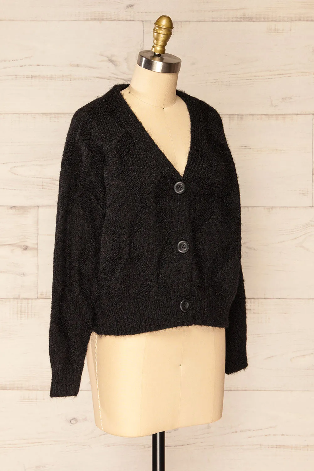 Eggje Black | Button-Up Knit Cardigan sold by Boutique 1861 product image thumbnail 3