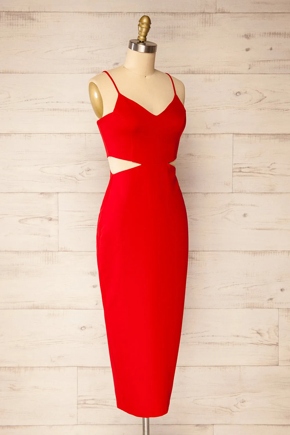 Komia Red | Fitted Midi Dress w/ Cut-Outs sold by Boutique 1861 product image thumbnail 4